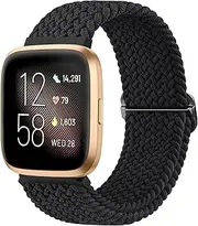 Elastic Solo Loop Bands for Fitbit Versa 2 Bands, Fitbit Versa Band,Versa Lite/SE Band Women Men, Adjustable Stretchy Braided Sport Replacement Sport Straps for Fitbit Versa 2 /Versa/Versa Lite/SE