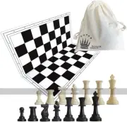 SchachQueen Entry-Level Chess Set with Plastic Pieces and Folding Board (UK)
