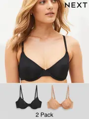 Black/Caramel Nude Non Pad Balcony Smoothing T-Shirt Bras 2 Pack B-E (C13381) | $19