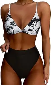 [Generic] Women High Waisted High Cut Bikini Set Sexy Triangle Two Piece Swimsuits