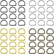 Rustark Assorted Strong Metal Webbing Set 4 Colors Multi-Purpose Keychains D Ring Handbag Strap Loop Clasp D Buckles