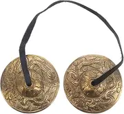 GLSTOY 1 Pair Brass Bell Symbols Instrument Orff Instrument Chinese Drum Hand Music Instruments Wind Chimes Musical Instrument Sound Bath Cymbals for Call Bell Tingsha Bells Gong