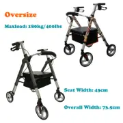 Oversize Aluminum Foldable Rollator Walking Frame Outdoor Walker Aids Mobility