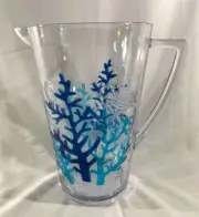 2.75 Quart Embossed Acrylic Sealife Design Drink Pitcher, Brand New