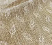BRUNSCHWIG & FILS SANDSTONE "LAUREL FIGURED WOVEN" LEAF STRIE JACQUARD FABRIC