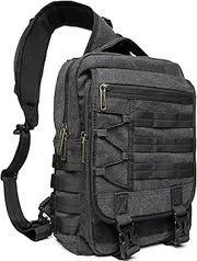 NICGID Sling Bags Chest Shoulder Backpacks, 13.3'' 14.1'' Laptop Backpack Crossbody Messenger Bag Travel Outdoor Men Women, Black - Canvas, 13.3 Inch, Durable