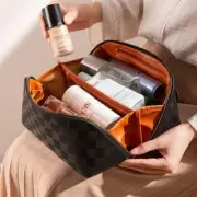 Checkered Bag Cosmetic Bag Large Capacity Portable Travel Wash Storage Bag NEW