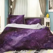 3D Watercolor Purple Starry Sky Quilt Cover Set Bedding Set Duvet Cover Pillowcases 130