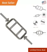 24" Chrome Tricep Bar with Secure Ring Collars - Build Strength Effortlessly