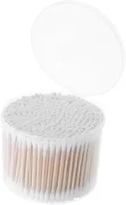 HOMOCONO 500pcs Baby Ear Cleaning Swabs Double-ended Cotton Tips Wooden Sticks Safe for Infants Makeup Removal