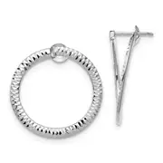 14K White Gold Polished & D/C Flexible Post Hoop Earrings