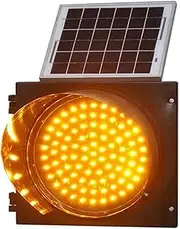 YVYKFZD Solar Traffic Light, Yellow Flashing Light, IP65 Waterproof PC Housing Traffic Stop Light, Industrial Warning Light with Solar Panel, LED Traffic Signal Light(300mm/12)