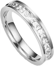 [3MNSCD] Sterling Silver Jewelry Semi Mount Wedding Band Ring Princess Zircon Mount 18K White Gold Plated