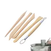 5-Piece Clay Sculpting Tool Set with Wooden Handles for Modeling and Shaping