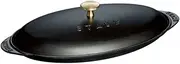 Staub Cast Iron 14.5-inch x 8-inch Covered Fish Pan - Matte Black, Made in France