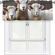 LHBWCVN Sheep and Lambs Valances for Windows, Rod Pocket Window Treatment Drapes Farmhouse Kitchen Curtains Short Blackout Window Curtains for Living Room Bedroom Decor 54x18 Inch