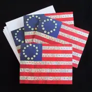 USA Flag, 4 Mahjong Stationery Cards ~ Inspired by Vintage Mah Jongg Set Tiles