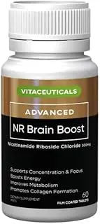 NR Brain Boost Nicotinamide Riboside Chloride | NAD+ Booster | Supports Cognitive Performance | Energy Levels | Collagen Formation | 300mg Per Vegetarian Capsule. 60 Day Supply | Australian Made | 60 Capsules