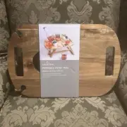CROFTON Portable Picnic Tray Outdoor Foldable Bottle Glass Holder Camp Wine NEW