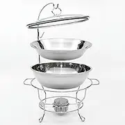 Food Warmers for Catering Events -,Stainless Steel Hot Pot Buffet Set,Rectangular Catering Chapter Set,Stainless Steel Hot Pot with Glass Lid and Stand,Food Pots