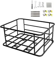 UGPLM Bike Rear Basket Bike Pannier Waterproof Detachable Iron Large Capacity Rear Bicycle Basket Bike Cargo Rack for Road Bikes Accessory