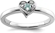 [Stackable Expressions] 2.25mm 925 Sterling Silver Polished Prong set Stackable Aquamarine Love Heart Ring Size 7-Stackable-Ring for Women