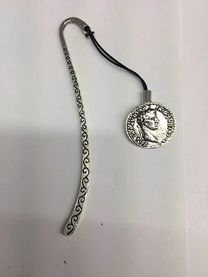Tiberius WE-C3 Roman Coin Pattern bookmark & cord 3D English pewter charm