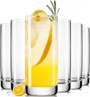 Highball Glasses Set of 6, 13oz Drinking Glasses Lead-Free Crystal Tall Water Glasses for Mojito, Tom Collins, Iced Tea, Gin & Tonics, Bar Glassesware, Beer Glasses Cups