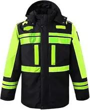 Construction Vest Winter Cold-Proof Reflective Clothing High-Speed Traffic Road Coat Riding Waterproof and Cold-Proof Jacket with Liner Safety Vest mesh (Color : Black B, Size : L)