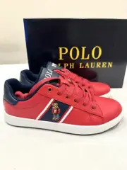 POLO RALPH LAUREN, KIDS, QUILTON BEAR SNEAKER, COLOR RED/NVY/WHT, JUNIOR SIZE 4
