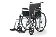 EQUIPMED 24 Inch Folding Wheelchair Lightweight Portable for Elderly and Disabled, Grey
