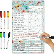 Clever Clean Dry Erase Chores Chart for Kids, Reusable Reward Chart Chart, Non-Magnetic Kids Chore Board Clings to Any Smooth Surfaces, 6 Whiteboard Markers Included (Video Game)