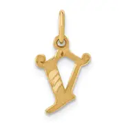 14K Yellow Gold Letter V Initial Charm