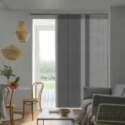 Godear Design Cordless Pleated Natural Woven Adjustable Sliding Panel Blind Gray