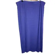 Chico's Skirt Women's Size 4 Maxi Crinkle Knit Pull-On Kensington Blue Slit NWT