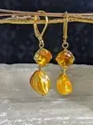 Genuine Citrine 3.5 Carats & Yellow Baroque Pearl Earrings