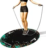 Jump Rope Mat Large Rubber Exercise Mat Workout Mats for Home Gym Flooring Non-Slip Oval Design for Floor & Rope Protection