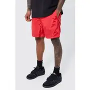 Mens Red Elasticated Waist Toggle Short