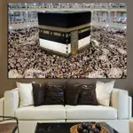 在 MECCA 伊斯蘭神聖閃耀中打印 MASJID AL-HARAM 穆斯林清真寺 KAABA 油畫在帆布牆上圖片宗教