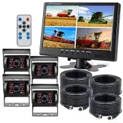 9" Quad Monitor Split screen+4xPIN CCD Reversing Camera 12-24V for Truck Trailer