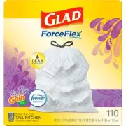 Glad ForceFlex Tall Kitchen Drawstring Trash Bags 3x110 boxes 330 total