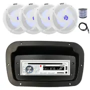 Pyle Marine CD Radio, Adapter,Spa Bezel, Ant,Wire, 4x 8'' 320W LED White Speaker