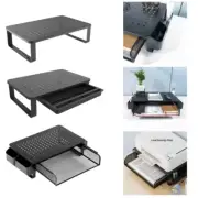 Metal Screen Holder Stand with Side Storage for Computer Laptop Printer