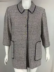 NWT - St. John - Black Label - Tunic Length, Tweed, Four Button Jacket, Sz 18