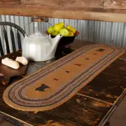 Table Runner Heritage Farms Jute Primitive 13x48 Oval Sheep Kitchen VHC Brands