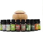 Milano Decor Ultrasonic USB Diffuser Humidifier Serene Aromatherapy 130ml Capacity with 10 x 10ml Aroma Diffuser Oils (Light Wood)