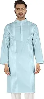 [Atasi] Cotton Kurta Solid Ethnic- Festive Long Shirt W/Pintuck Traditional Indian Wear for Men's