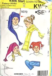 Kwik Sew Pattern 3030 Adults & Child Hats, Mittens, & Scarf