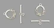 Clasp, 2 Sets Antiqued Silver Pewter 16.5x15.5mm Floral Toggle Clasps *