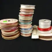Vtg Assorted Mixed Lot Craft Ribbon Remnant Spools (25) 1/4" 1/8 Curling Pastel